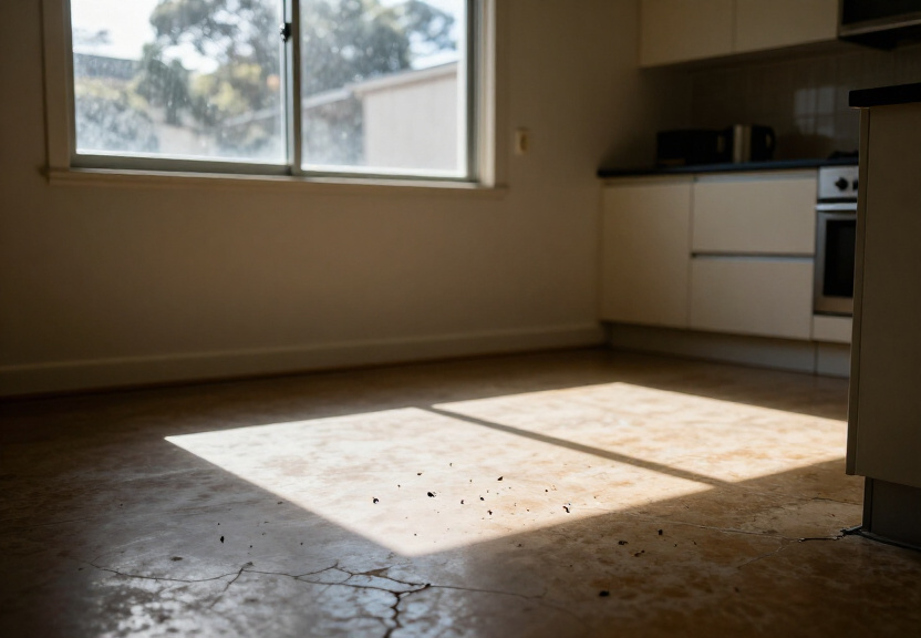 Rodent droppings and damage in an Engadine garage before treatment